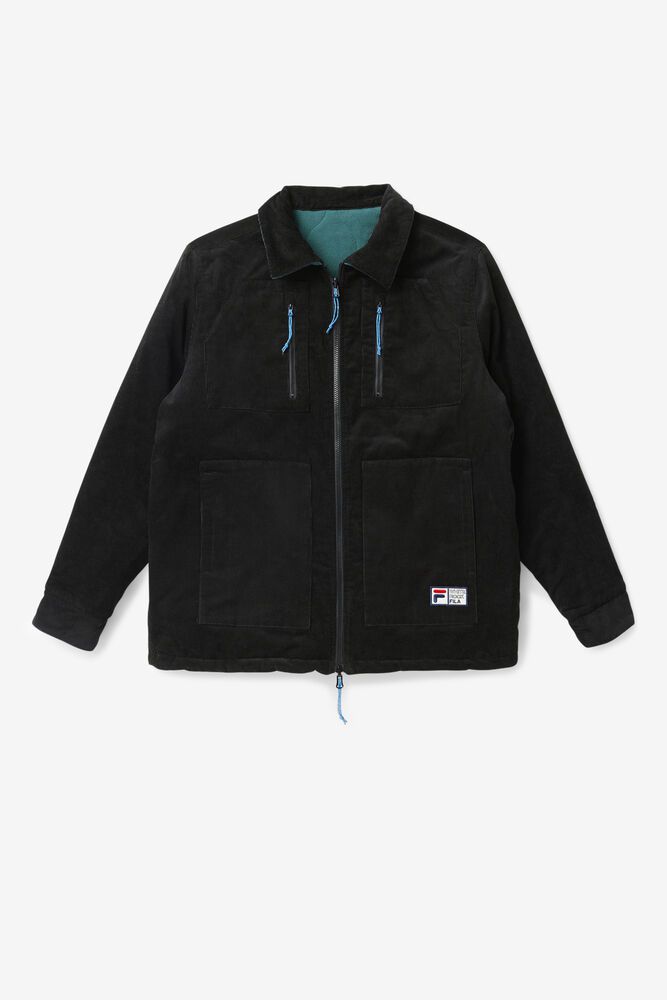 Fila Crank Reversible Black Jacket Mens - NZ 05876-RXWN